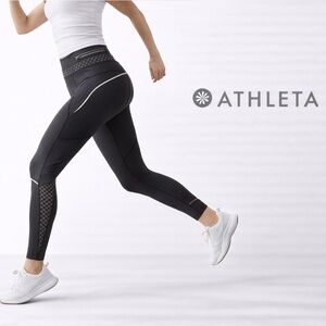 Athleta Black Reflective Running Leggings & Sports Bra Set | High Rise  | Size S